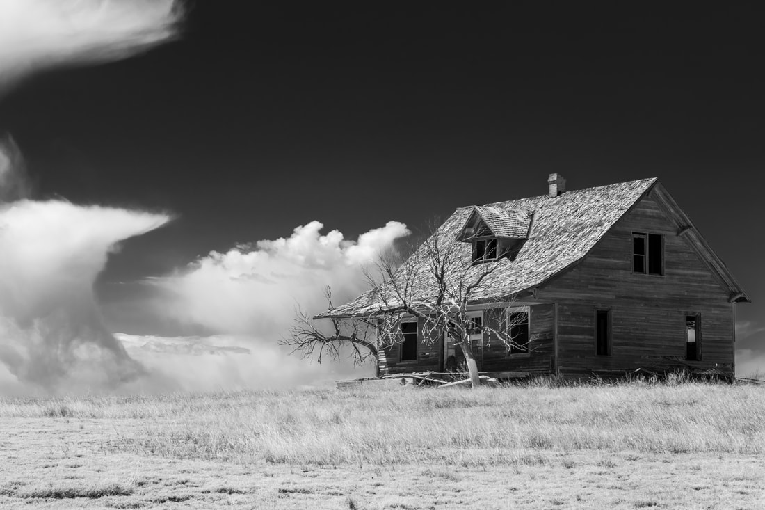 An abandoned homestead in Eastern Colorado taken in Black and White