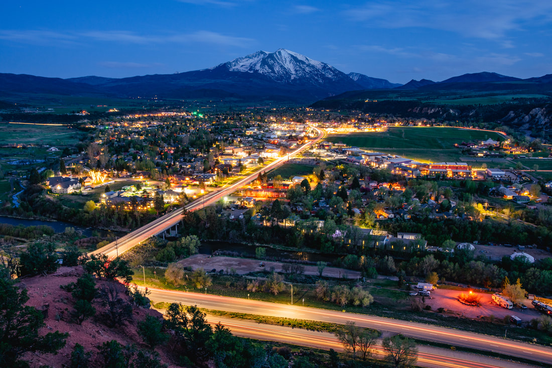 Overview Of Carbondale Colorado At Night