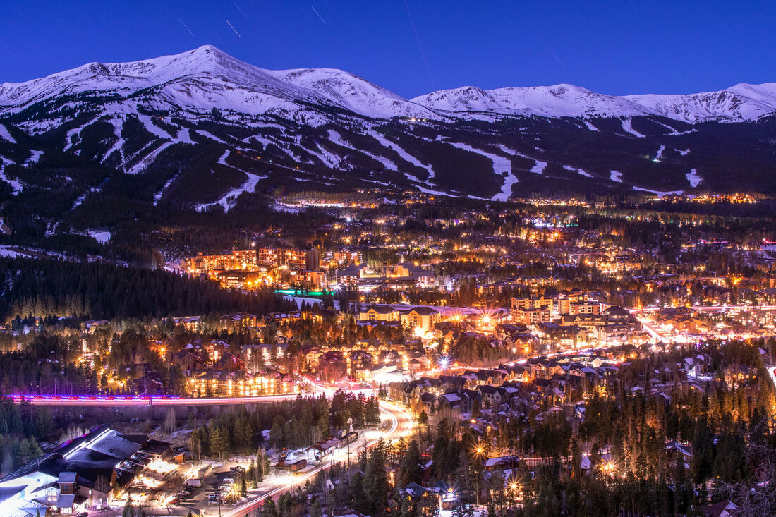 Overlooking the town of Breckenridge Colorado at night