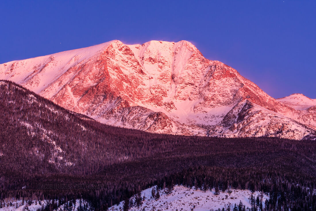 Alpenglow on Ypsilon Peak in Rocky Mountain National Park