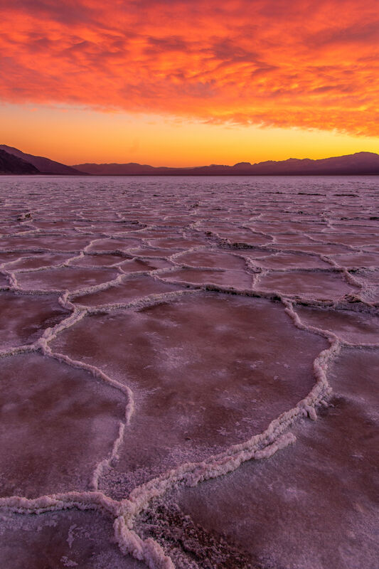 Badwater Basin in Death Valley National Park California at sunset
